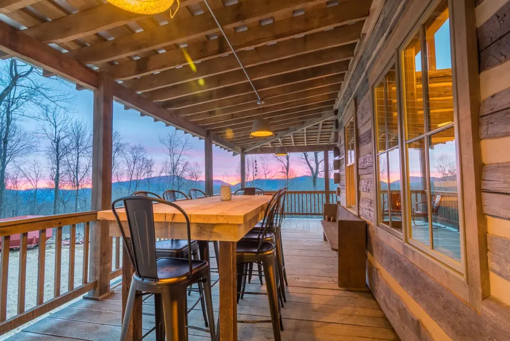 Secluded cabin sunset