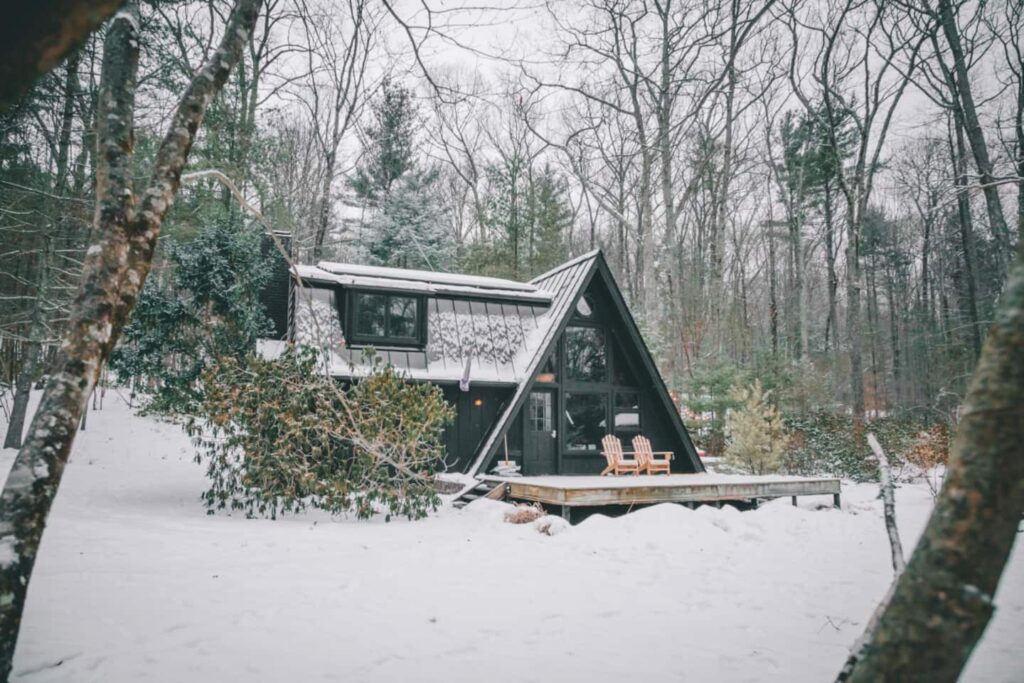 A Black A- Frame- Sustainable Catskills Cabin Rental in New York