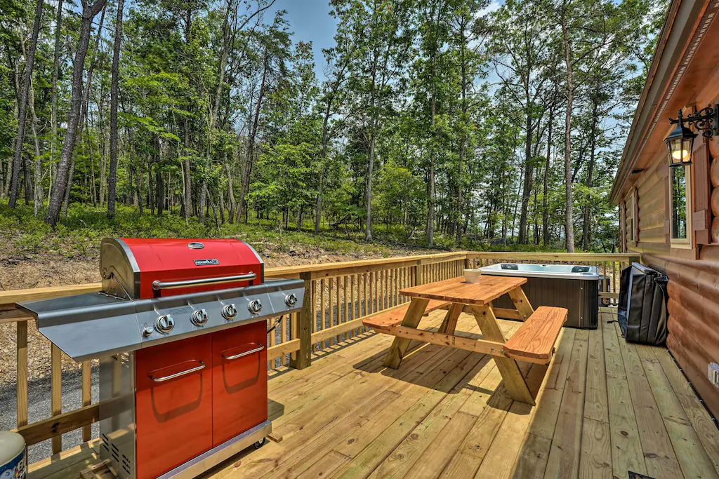 Upscale Wardensville Cabin with Deck and Hot Tub