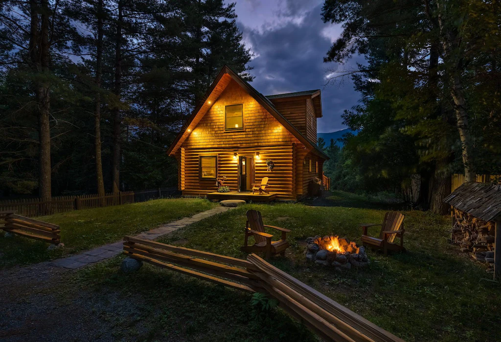 Adirondacks Log Cabin with Riverfront and Mountain Views