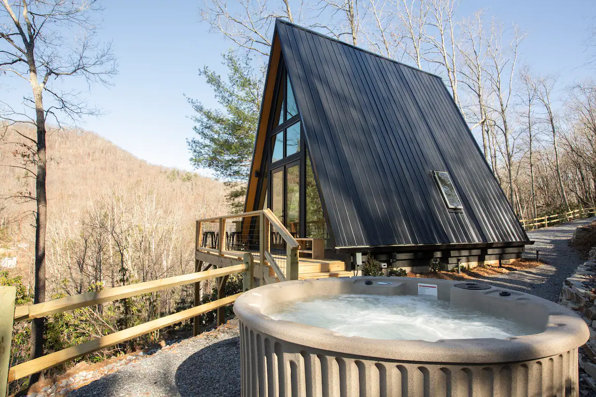 Romantic A-Frame Cabin With Hot Tub