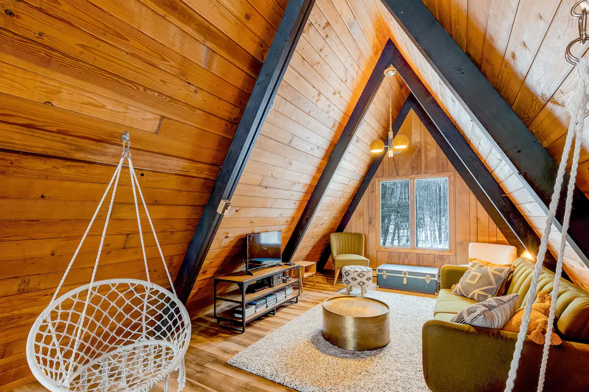 Golden A-Frame Chalet with Hot Tub